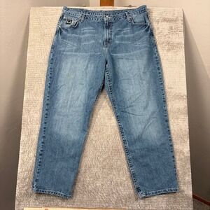 Cinch Black Label 2.0 Mens Jeans Size 42x34 Light Wash Straight Fit Denim